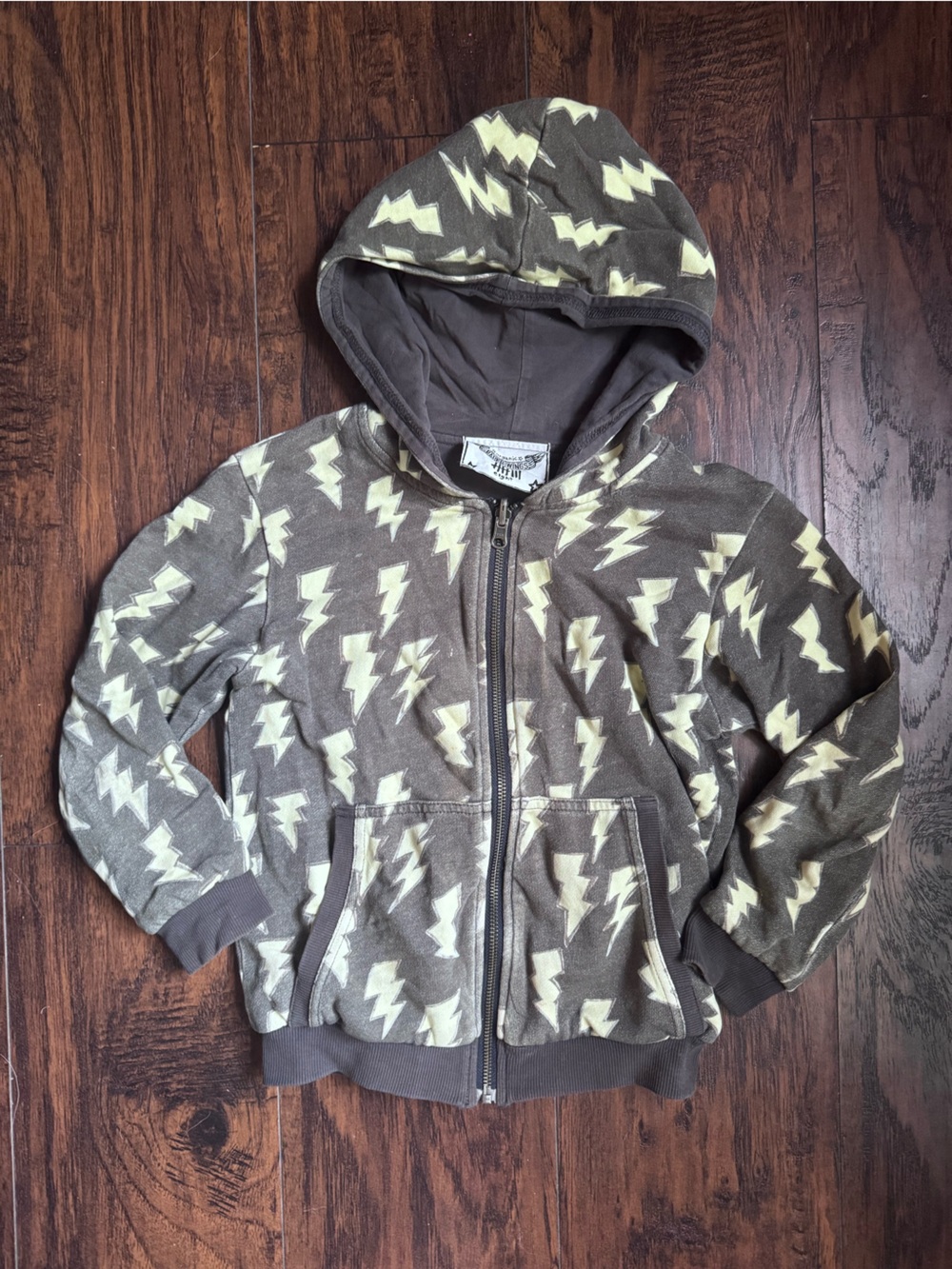 Kids' Gray Lightning Zip-Up Hoodie Sweatshirt